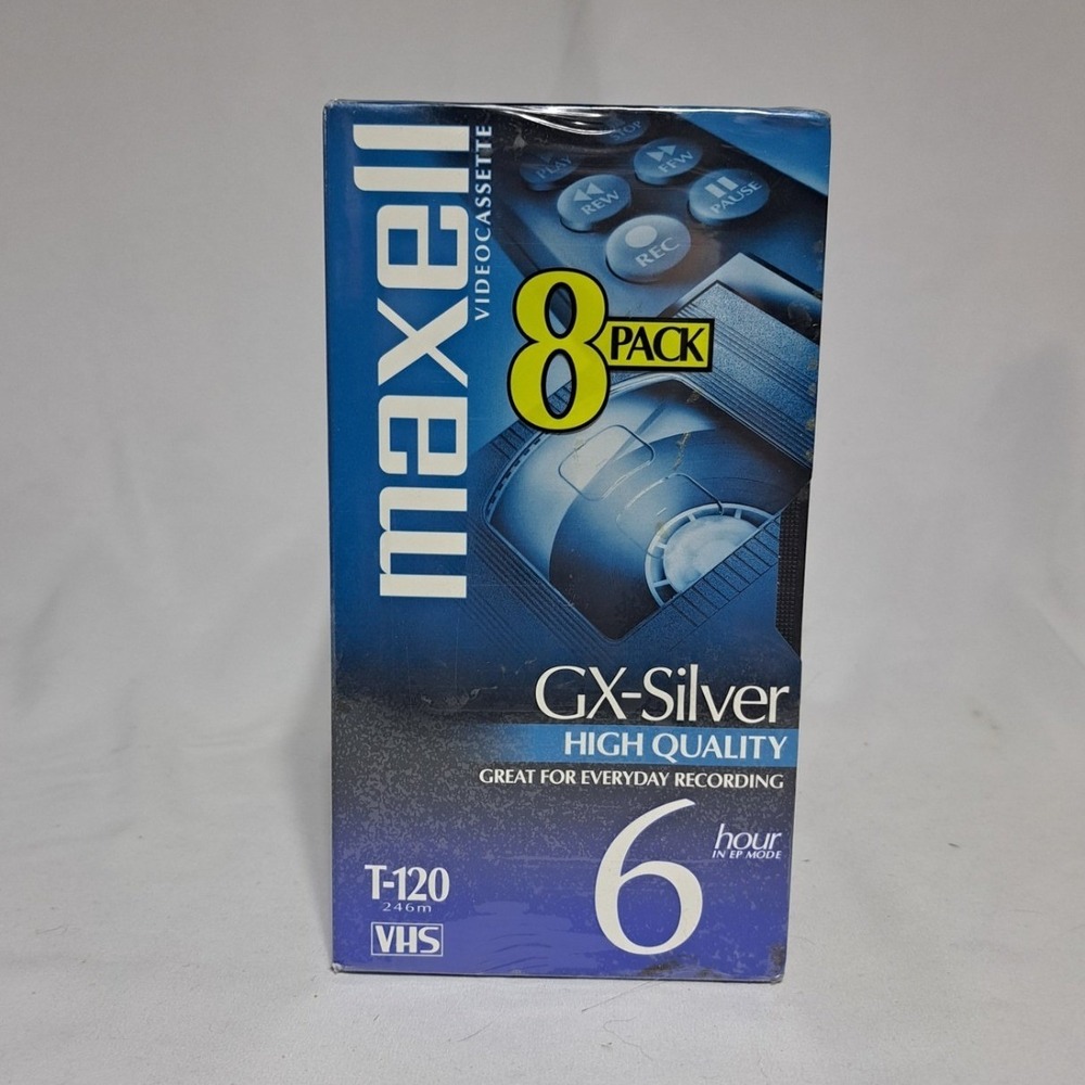 Maxell GX-Silver T-120 8Pack High Quality 6 Hour‎ VHS Tapes
